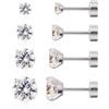 Limerencia Orecchini in titanio donna, 4 paia di piercing in titanio ipoallergenici con fondello a vite per orecchie sensibili Cartilagine (Bianco)