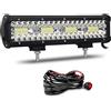 Willpower Barra LED 30cm 12 Pollici 300W Fari 12V 24V Combo Fascio Spot e Inondazione Faro da Lavoro per Fuoristrada Auto Trattore Camion 4x4 Barca ATV con Cablaggio