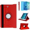 R.SHENGTE Custodia per Samsung Galaxy Tab S2 8.0 pollici 2015 (SM-T710 SM-T713 SM-T715) - Rotazione di 360 gradi Custodia protettiva completa per supporto,Con Penna Stilo, Pellicola Per Schermo (Red)