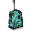 Invicta Trolley Scuola Benin Fantasy, Blu e Verde, 2 in 1, Con Spallacci Uso Zaino, Tasca porta Borraccia e Porta Laptop, Scuola & Viaggio, Ragazzi