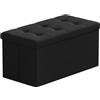 BRIAN & DANY Pouf Puff Pieghevole Stoccaggio Ottomano Poggiapiedi Sgabello Contenitore Cassapanca Pieghevole, Nero - Tessuto Come Lino, 76 x 38 x 38 cm