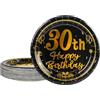 AHPYEUHK 30 Anni Compleanno Piatti Carta Oro Nero 7 Pollice 50 PCS Stoviglie Festa Piatti di Carta Compleanno Decorazione Regalo di Festa per Uomo Donna
