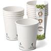 BIOZOYG 50x bicchierini caffè 200 ml / 8 oz, Ø 80 mm bianco con icone ambientali - bicchieri carta senza plastica e con materiali sostenibili - bicchierini caffe carta