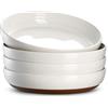 DOWAN Grandi Ciotole per Pasta, Piatti in Ceramica da 9,75, Set di 4 Piatti, Stoviglie da Cucina in stoneware moderno,Vaniglia Bianca
