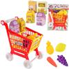 Falafoty Bambini Carrello della Spesa Giocattoli, 21PCS Carrello della Spesa del Supermercato con Cibo Frutta Verdura, Fingi di Giocare di Ruolo Giocattolo Educativo per Bambini Accessorio Shopping (Rosso)