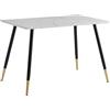 39F FURNITURE DREAM Tavolo Design scandinavo con Top in Carta Bianca e Gambe in Metallo Nero e Oro per Cucina, Sala da Pranzo, Living Room, Legno ingegnerizzato, 110x70x75 cm