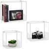 relaxdays Mensole Cubo, Set 3 pz, Salotto, Struttura Griglia, Design Moderno, Scaffali Muro Metallo, P:15 cm, in bianco