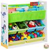relaxdays Scaffale Porta Giochi, con 6 Box e 4 Scomparti di Stoffa, Immagini Sirena, HLP: 78 x 86 x 26,5 cm, Colorato
