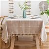SUNBEAUTY Tovaglia Tavolo Rettangolare 140x220 Antimacchia Copritavolo Tovaglie Rettangolari Cotone Lino Eleganti Table Cloth Cotton Tovaglia da Pranzo Decorazione Cucina