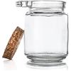 VASANA Barattolo in vetro trasparente da 250 ml per sale da bagno e spezie, ricaricabile, con tappo ermetico in legno e paletta per zucchero, pepe, yogurt, miele, condimenti, 250 ml