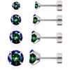 Limerencia Orecchini in titanio donna, 4 paia di piercing in titanio ipoallergenici con fondello a vite per orecchie sensibili Cartilagine (Quarzo arcobaleno)