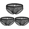 Faringoto Biancheria intima sexy da uomo in pizzo slip mutandine pantaloncini vita bassa lingerie Sissy Pouch mutande, 3nero, Small