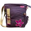 Macha Borsa in cotone etnico con stampe colorate e inserti in pelle, borsa a tracolla in cotone e pelle per donna Etnica indiana colorata (Malva)