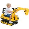 HOMCOM Escavatore Ruspa Giocattolo Cavalcabile per Bambini max. 30 kg con Schienale, Braccio Mobile e Vano Contenitore, 78cmx24cmx58.5cm|Aosom