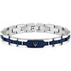 Maserati Bracciale da uomo, Collezione JEWELS, in Acciaio, PVD grigio, PVD blu - JM419ASC02