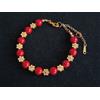 ARTIGIANALE Bracciale braccialetto pasta di corallo rosso antico della Sardegna e fiorellini