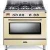 De Longhi Cucina a Gas 5 Fuochi Forno Elettrico Ventilato con Grill Larghezza x Profondità 90x60 cm colore Crema - MEM 965 BX Linea Mastercook