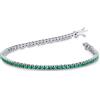 Gioielli di Valenza Bracciale Tennis filo in oro Bianco 18k con Smeraldi