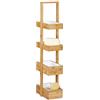 Relaxdays Scaffale da Bagno con 4 Cestini, Mobiletto da Terra, Multiuso, H x LX P: 88 x 25 x 18 cm, Legno Naturale, Bambú, 1 pz