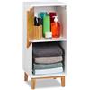Relaxdays Mobiletto con Anta, Mobile per Soggiorno, Armadietto in Stile Scandivano, MDF e Bambù, HLP 71x32x30 cm, Bianco