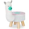 Relaxdays Sgabello a Forma di Lama per Bambini, Fodera in Peluche, Pouf da Cameretta, Giocattolo, Bianco