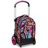 Seven Trolley Scuola Tyre Maxi Ruote, Nero Fucsia, Multi-Shade Girl, 3 in 1, Triplo Uso, Zaino Con Carrello Sganciabile e Crossover System, Zaino Scuola Viaggio, Bambina Ragazza