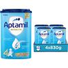 APTAMIL Nutribiotik 4 - Latte di Crescita in Polvere per Bambini dai 24 mesi - Formato Convenienza da 3320 grammi (4 confezioni da 830g)