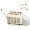 MR.BLACAT Trasportino Doppio per 2 Gatti con Ruote e Telaio Rimovibile - 2-in-1 Grande Trolley per 2 Gatti, Mesh Traspirante & Anti-Graffi - Ideale Viaggi, Veterinario & Campeggio (55x44x33cm)