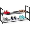 Relaxdays Scarpiera in Metallo da 2 Fino a 4 Ripiani, Sistema ad Incastro, Acciaio e Plastica, 45x90,5x30,5 cm, Nero, 1 pz