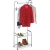 Relaxdays Stand Appendiabiti con 2 Ripiani Porta Scarpe, 1 Asta Attaccapanni, 4 Appendini, HLP: 173x60x31 cm, Grigio