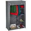 Relaxdays Armadio in Tessuto, con Asta per Abiti e 5 Ripiani, Pieghevole, Cerniera Zip, HLP: 161x105,5x45cm, Antracite