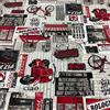 Kt KILOtela - Tessuto Canvas Stampato, Rivestire, Foderare, Divani, Tavolo, Sedia, Letto, Tende, Cuscini, Borse, 300 cm Lunghezza x 280 cm Altezza, Vespa, Pizzeria, Dolce Vita, Rosso, Nero ─ 3 metro