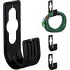 Relaxdays Portatubi, Set da 4 Supporti per Tubi da Giardino 30 m, per Rubinetto e Parete, HLP: 22 x 7,5 x 10 cm, Nero