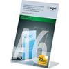 SIGEL TA214 Espositore da tavolo inclinato, 15,5x10,6x5,3 cm, per A6 verticale,, per bancone, ristorazione, ufficio, matrimonio, etc, resistente ai raggi UV, acrilico, trasparente, 1 pezzo