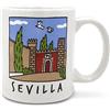 TBOC Tazza Porcellana Colazione [Alcázar] Regalo Originali | Siviglia Andalusia Spagna | Mug Set Tazze Caffe Tisana Coppia Tazzine Grande Regali Originale Anniversario Particolari Ceramica