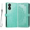 GOKEN Cover per TCL 505, Custodia Flip PU Pelle TPU Portafoglio Custodie con Stand & Carte Slot & Disegni Rilievo, Chiusura Magnetica Telefono Case, Verde