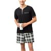 Yukiuiny Pigiami Due Pezzi da Uomo per Estate-Maniche Corte,Henley Scollo;Pantaloncini a Quadri-Tipo B,3XL