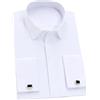 Suvoiier Camicia classica da uomo con bottoni nascosti sui polsini tinta unita camicia formale da lavoro a maniche lunghe (gemelli inclusi), bianco, L