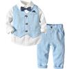 Acuryx Completini e Coordinati Gentiluomo per Bambino Battesimo 3 Pezzi Ragazzino Cerimonia Nozze Abiti Camicia Fiocco + Gilet+Pantaloni 3-6 Mese