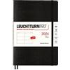 LEUCHTTURM1917 367666 Agenda settimanale, copertina morbida, media (A5) 2024, 12 mesi, nero, inglese