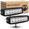 SKYWORLD 2 Pcs Barra Led 6 pollici 15 cm 18W Fari Led Fuoristrada 12V 24V | Spot Light Bar Off road Luci di Guida per Auto Moto Truck Boat Trailer 4x4 SUV ATV Barca, 6000K Bianca Faretti Fendinebbia