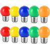 HUAMu Lampadine a LED colorate E27, 2 W, E27, lampadine LED decorative per esterni, per feste, catena di luci, Natale, 220 V AC, rosso, verde, blu, giallo, arancione, 10 pezzi