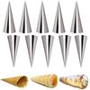 Joyeee 10 stampi per pasticceria crema corno, cannoli in acciaio inox cono pasticceria Roll Horn, 5 pollici grande formato croissant stampo brioche padelle utensili da cucina