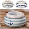 Cepewa Posacenere per Tempesta, Ø 11,5 cm, in Ceramica, Bianco, Nero, con Inserto Rimovibile, Posacenere Antivento, Stile Marittimo (Set da 2)