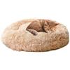 AQPET Fluffy cuscino peluche rotondo donut morbido cuccia per cani gatti piccoli animali (Ø 70cm, Beige)