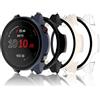 Bigqin 4 Pezzi Custodia Protettiva Compatibile con Garmin Forerunner 255/255 Music, Custodia Rigida per PC con Proteggi Schermo, Custodia HD con Vetro Temperato - Trasparente Nero Blu Bianco