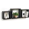 Modul'Home 6RAN789BC - Mensole a cubo, in MDF, 11,8 x 30 x 30 cm, pannello MDF, nero, 3 taglie 23 cm/26,5 cm/30 cm, 2 Unità
