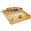 Relaxdays Sabbiera per Bambini con Vasca, Sandbox in Legno con Panchina, Vaschetta per Giocare, 125 x 120 cm, Naturale