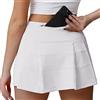 Husnainna Gonna da tennis a vita alta con tasche, atletica da golf da donna, pantaloncini integrati, bianco, S