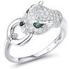 Santuzza - Anello in argento Sterling 925 con zirconia cubica, colore: verde, motivo leopardo, per donna, Argento sterling Gemma, Zirconie sintetico